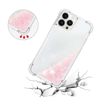 SKALO iPhone 15 Pro Kvicksand Glitter Hjärtan TPU-skal - Rosa