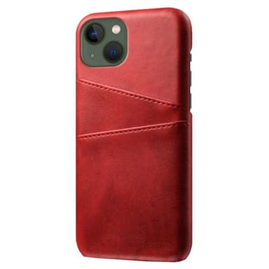 SKALO iPhone 15 PU-Läder Korthållare Skal - Röd