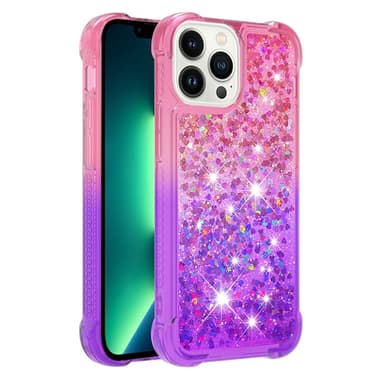 SKALO iPhone 15 Pro Max Kvicksand Glitter Hjärtan TPU-skal - Rosa-Lila