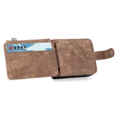 SKALO Samsung Z Flip5 PU Läder Flip Skal med Korthållare/Plånbok - Brun