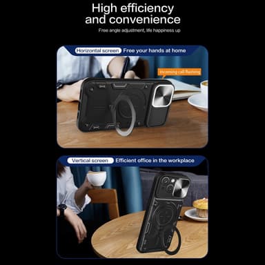 SKALO iPhone 15 Armor Hybrid Magnetring Kameraslider - Röd