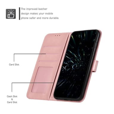 SKALO iPhone 15 Pro Embossed Triangle Plånboksfodral - Roséguld