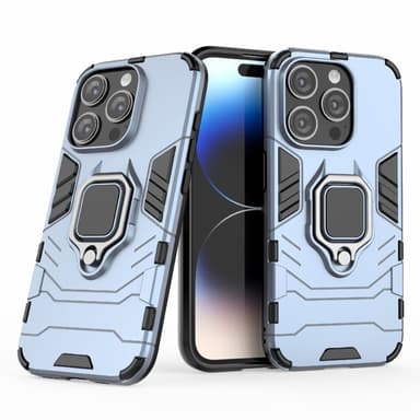 SKALO iPhone 15 Pro Max Armor Hybrid Metallring skal - Blå