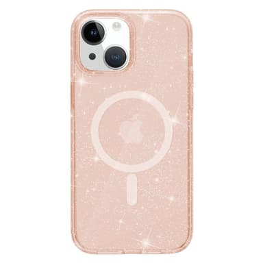 SKALO iPhone 15 Glitter Magnetring TPU Skal - Guld