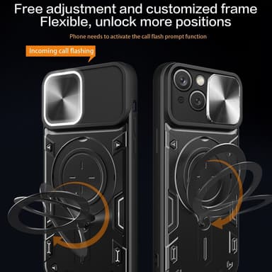 SKALO iPhone 15 Armor Hybrid Magnetring Kameraslider - Röd