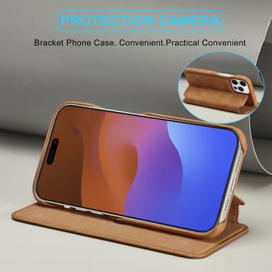 SKALO iPhone 15 Pro LC.IMEEKE Plånboksfodral i PU-Läder - Brun