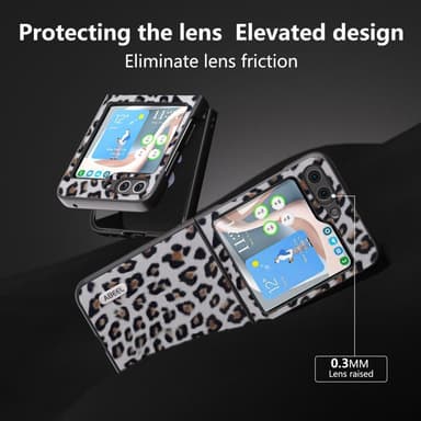SKALO Samsung Z Flip5 ABEEL Leopard Skal - Silver