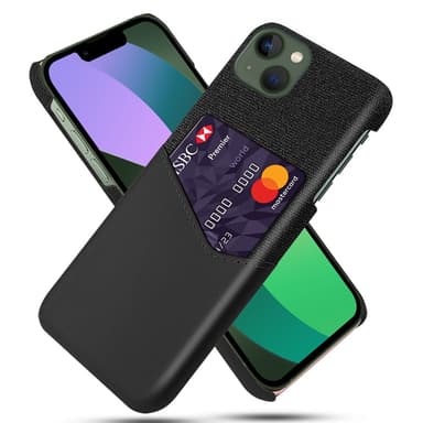 SKALO iPhone 15 Plus Premium PU-Läder Korthållare Skal - Svart