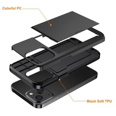 SKALO iPhone 15 Plus Armor Skal Korthållare - Svart