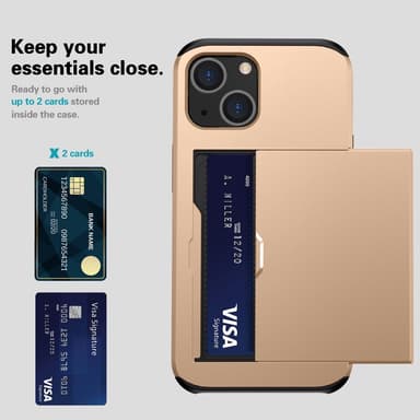 SKALO iPhone 15 Plus Armor Skal Korthållare - Guld