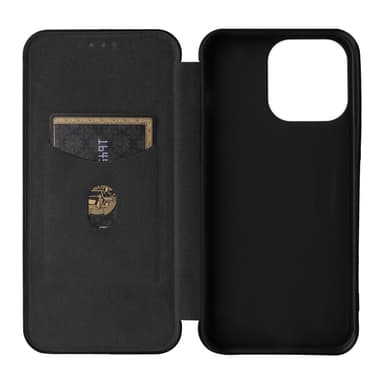 SKALO iPhone 15 Pro Carbon Fiber Plånboksfodral - Svart