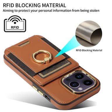 SKALO iPhone 15 Pro PU Läder Skal med Plånbok - Brun