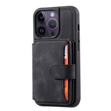 SKALO iPhone 15 Pro Max PU Läder Skal med Plånbok - Svart