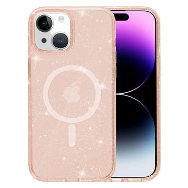 SKALO iPhone 15 Glitter Magnetring TPU Skal - Guld