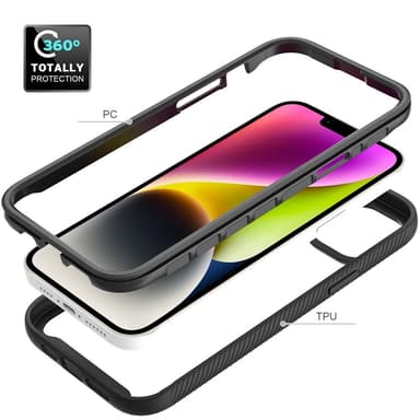 SKALO iPhone 15 Plus Shockproof Clear Hybrid Skal - Svart