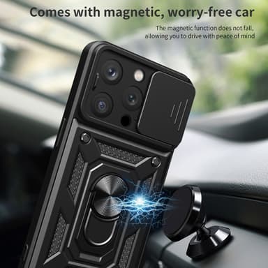 SKALO iPhone 15 Pro Armor Hybrid Metallring Kameraslider - Blå