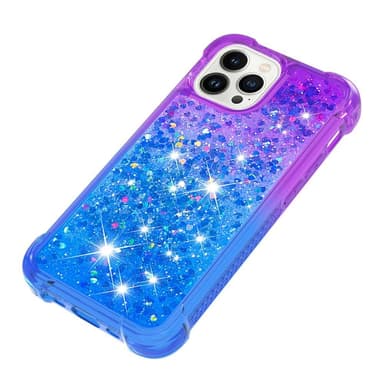 SKALO iPhone 15 Pro Max Kvicksand Glitter Hjärtan TPU-skal - Lila-Blå