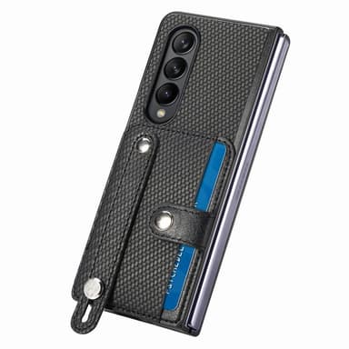 SKALO Samsung Z Fold5 Carbon Fiber Skal med Korthållare / Handtag - Khaki