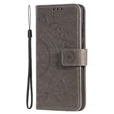 SKALO iPhone 15 Pro Mandala Plånboksfodral - Grå