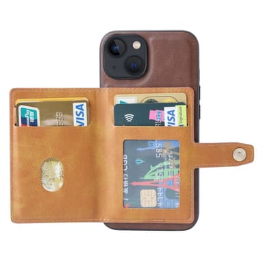 SKALO iPhone 15 PU Läder Skal med Plånbok - Brun