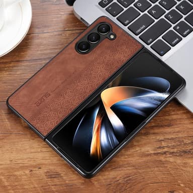 SKALO Samsung Z Fold5 AZNS PU-Läder Skal - Brun