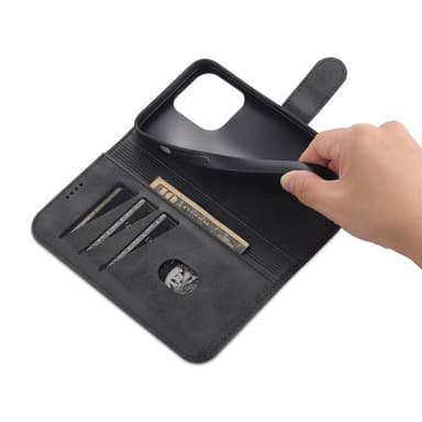 SKALO iPhone 15 Pro AZNS Plånboksfodral - Svart