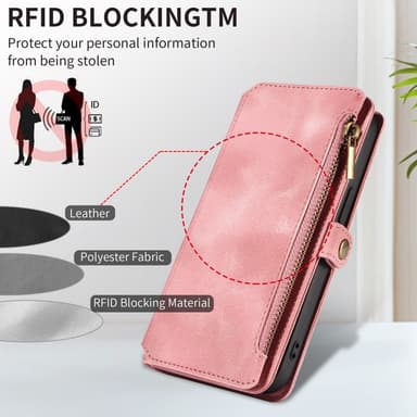 SKALO iPhone 15 Big Wallet 11-FACK Plånboksfodral - Rosa