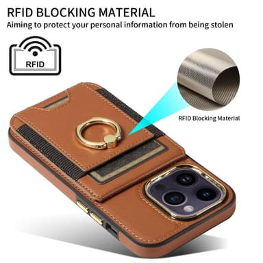 SKALO iPhone 15 Pro PU Läder Skal med Plånbok - Svart
