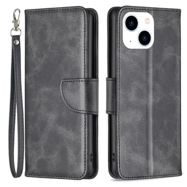 SKALO iPhone 15 Plånboksfodral i PU-Läder - Svart