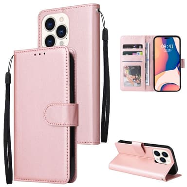 SKALO iPhone 15 Plus Plånboksfodral i PU-Läder - Roséguld