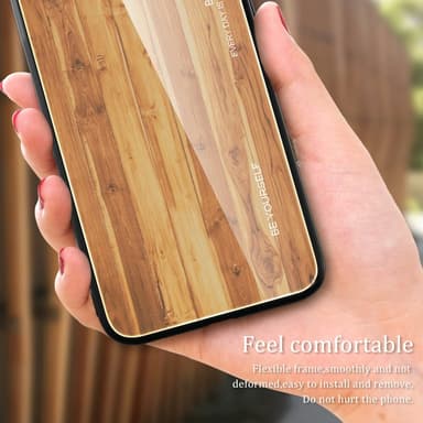 SKALO iPhone 15 Pro Max Wood Härdat Glas TPU-skal - Vinröd