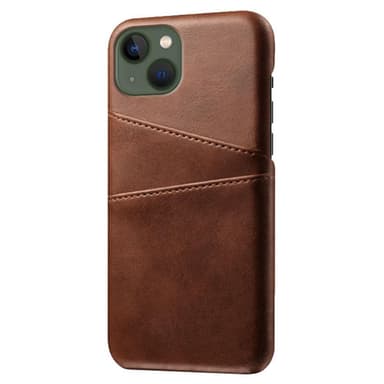 SKALO iPhone 15 PU-Läder Korthållare Skal - Brun