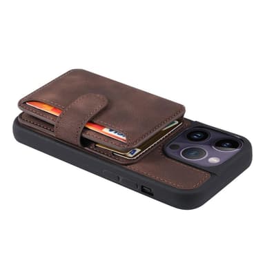 SKALO iPhone 15 Pro Max PU Läder Skal med Plånbok - Brun