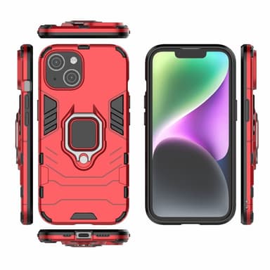 SKALO iPhone 15 Armor Hybrid Metallring skal - Röd