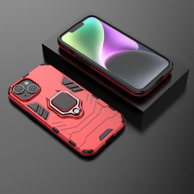 SKALO iPhone 15 Armor Hybrid Metallring skal - Röd