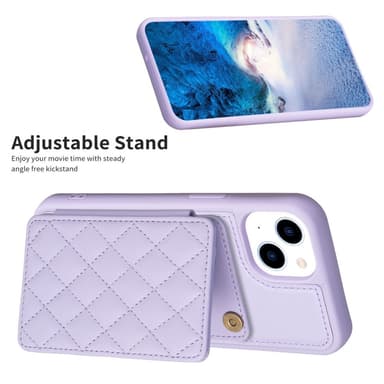 SKALO iPhone 15 Quiltat Skal med Plånbok - Lila