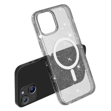 SKALO iPhone 15 Glitter Magnetring TPU Skal - Svart