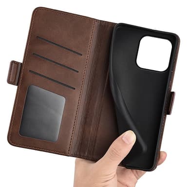 SKALO iPhone 15 Plus Premium Plånboksfodral - Brun