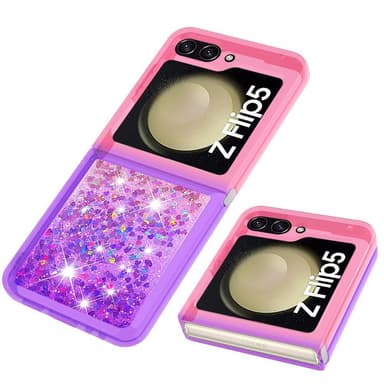 SKALO Samsung Z Flip5 Kvicksand Glitter Hjärtan TPU-skal - Rosa-Lila