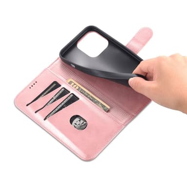 SKALO iPhone 15 Pro AZNS Plånboksfodral - Roséguld