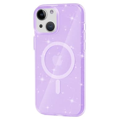 SKALO iPhone 15 Glitter Magnetring TPU Skal - Lila