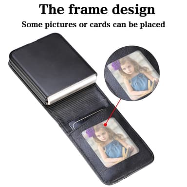 SKALO Samsung Z Flip5 PU Läder Flip Skal med Korthållare/Plånbok - Svart