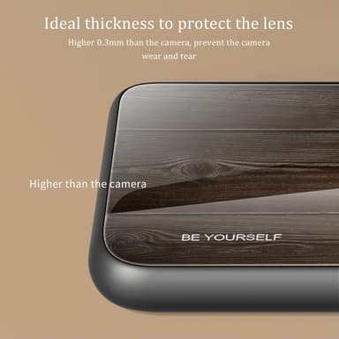 SKALO iPhone 15 Pro Max Wood Härdat Glas TPU-skal - Vinröd