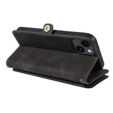 SKALO iPhone 15 Big Wallet 11-FACK Plånboksfodral - Svart