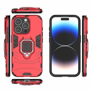 SKALO iPhone 15 Pro Max Armor Hybrid Metallring skal - Röd