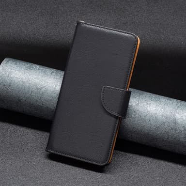 SKALO iPhone 15 Pro Max Litchi Plånboksfodral - Svart