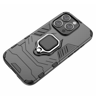 SKALO iPhone 15 Pro Max Armor Hybrid Metallring skal - Svart