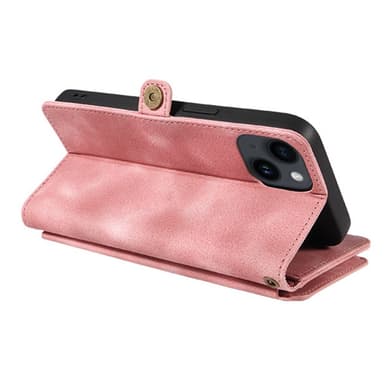 SKALO iPhone 15 Big Wallet 11-FACK Plånboksfodral - Rosa