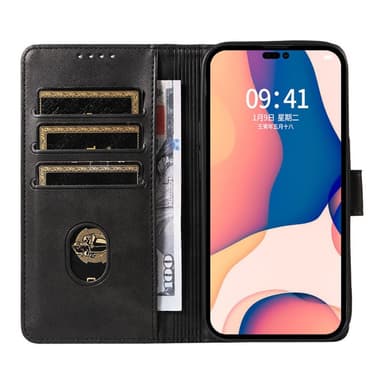 SKALO iPhone 15 Plus Premium Plånboksfodral - Brun