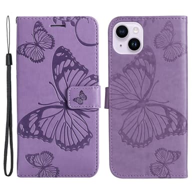SKALO iPhone 15 Plus Mandala Butterfly Plånboksfodral - Lila